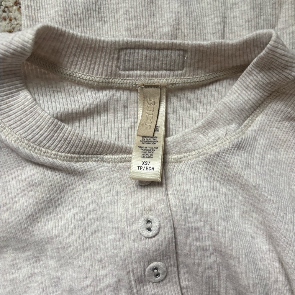Cream Henley Pajama Set - Picture 7 of 8
